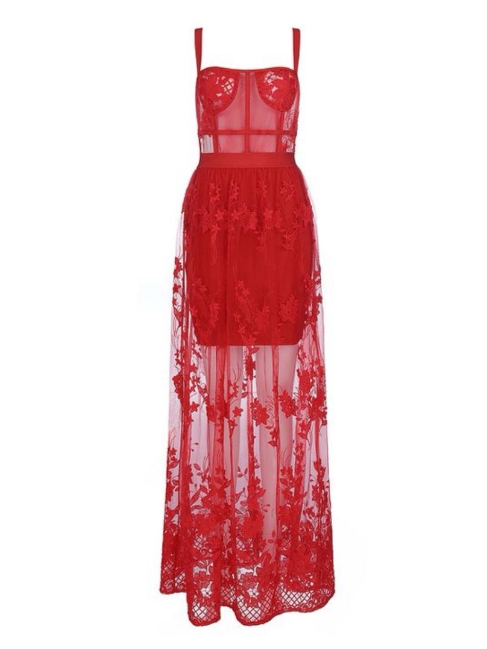 Red Sequin Lace Statement Dress